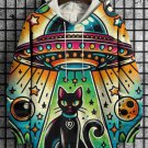 Men's UFO Kidnaps Black Cat Art Print Hooded Sweatshirt