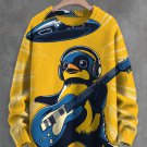 Men's UFO Penguin Guitar Player Art Print Knit Sweatshirt