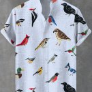 Men's Vintage Bird Collector Embroidery Print Linen Blend Shirt
