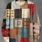 Men's Vintage Colorblock Geometric Patchwork Art Print Casual Sweatshirt