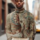 Men's Vintage Elephant Indian Folk Pattern Print High Neck Knit Sweatshirt