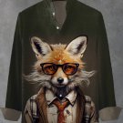 Men's Vintage Glasses Fox Gentleman Print Long Sleeve Shirt
