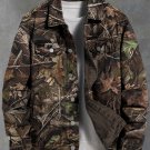 Men's Vintage Leaf  Nature Art Print Denim-Like Long Sleeve Shirt