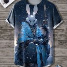 Men's Vintage Night Magic Rabbit Easter Art Painting Print T-Shirt