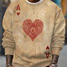 Men's Vintage Playing Cards Ace Art Print Casual Sweatshirt