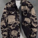 Men's Vintage Skull Mystery Art Print Denim-Like Long Sleeve Shirt
