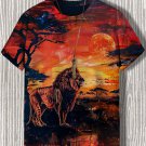 Men's Vintage Sunset Wild Lion Nature Art Print Casual T-Shirt