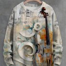 Men's Vintage Violin Notes Art Print Knit Sweatshirt