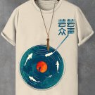 Men's Vinyl Record Player Art Print Cotton Casual T-Shirt