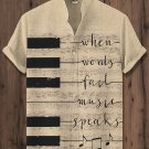 Men's When Words Fail Music Speak Art Print Casual Shirt