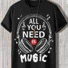 Men's All You Need Is Music Print Casual T-Shirt