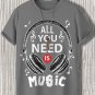 Men's All You Need Is Music Print Casual T-Shirt