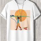 Men's Boy Holding Surfboard At The Seaside Print Casual T-Shirt