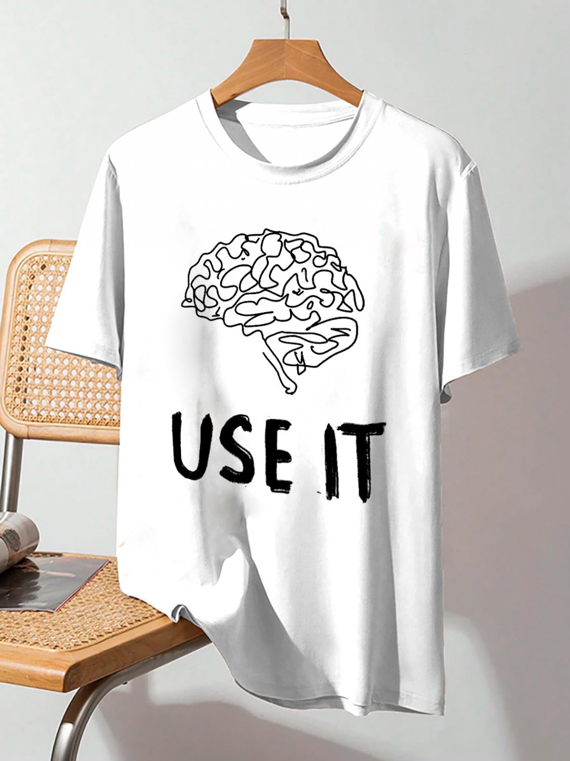 Men's Brain Use It Print Casual T-Shirt