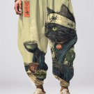 Men's Cat Drinking Tea Japanese Tea Ceremony Art Print Loose Drawstring Waist Sweatpants