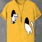 Men's Cat Portal Funny Print  Casual T-Shirt