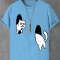 Men's Cat Portal Funny Print  Casual T-Shirt