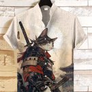 Men's Cat Warrior Guard With Knife Art Print Shirt