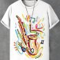 Men's Colourful Saxophone Notes Graffiti Print  Casual T-Shirt
