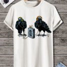 Men's Crows Listening to Music Graphic Print Casual T-Shirt