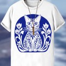 Men's Cute Blue Cat Vacation Print Casual T-Shirt