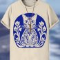 Men's Cute Blue Cat Vacation Print Casual T-Shirt