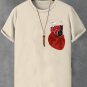Men's Drum Heart Print  Casual T-Shirt