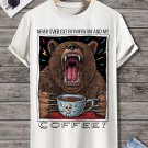 Men's Fierce Bear Drinking Coffee Print Casual T-Shirt