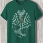 Men's Fingerprint And Cross Print Cotton Casual T-Shirt