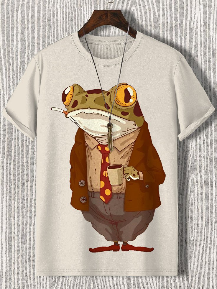 Men's Frog Office Worker Print Casual T-Shirt