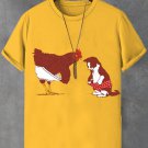 Men's Funny Art Chicken and Cat Print Casual T-Shirt