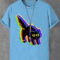 Men's Funny Colorful Fury Cat Print Casual T-Shirt