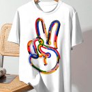 Men's Funny V Sign Print Casual T-Shirt