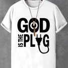 Men's God Is The Plug Print Casual T-Shirt