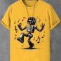 Men's Happy Singing Robot Print  Casual T-Shirt