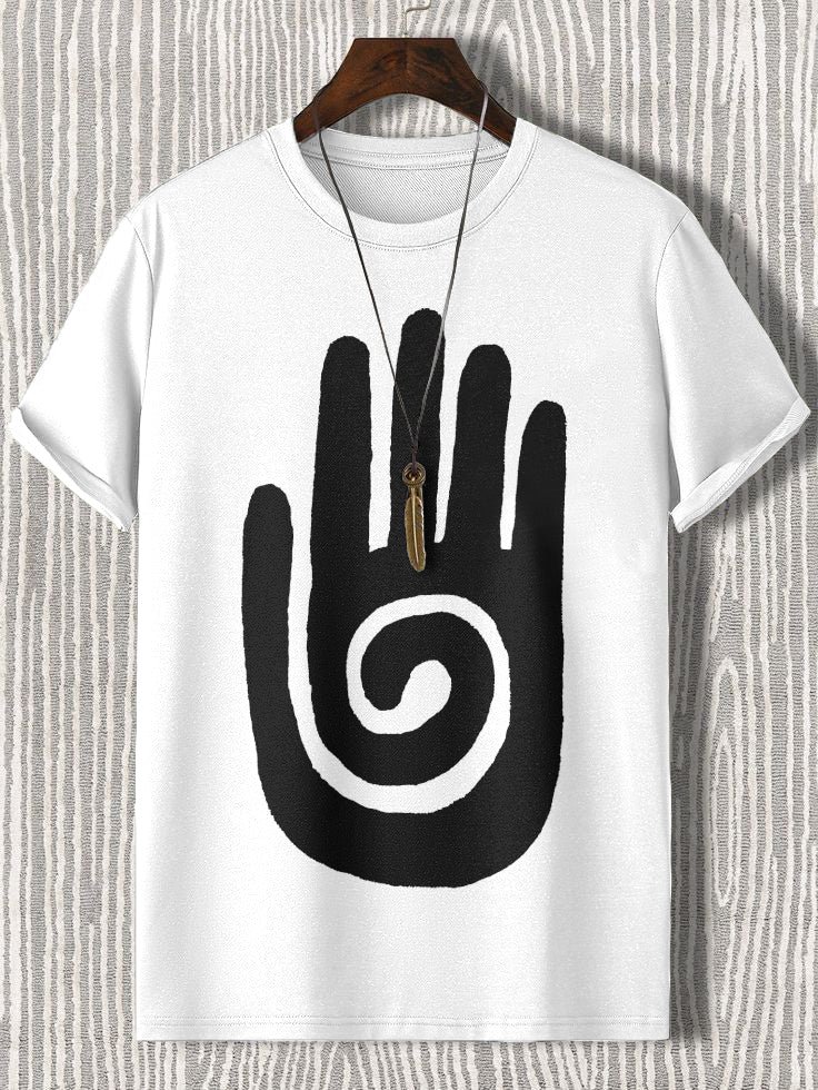 Men's Healing Hands Symbol Aboriginal Symbol Print Casual T-Shirt