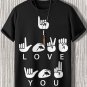 Men's I Love You Sign Language Print Casual T-Shirt
