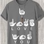 Men's I Love You Sign Language Print Casual T-Shirt