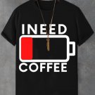 Men's I Need Coffee Funny Print  Casual T-Shirt