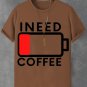 Men's I Need Coffee Funny Print  Casual T-Shirt