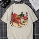 Men's Japanese Octopus Ramen Graphic Print  Casual T-Shirt