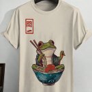 Men's Japanese Ramen Frog Art Print Cotton Casual T-Shirt