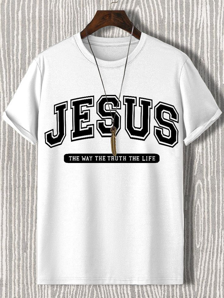 Men's Jesus The Way The Truth The Life Print Cotton Casual T-Shirt