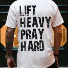 Men's Lift Heavy Pray Hard Print Casual T-Shirt