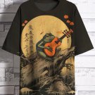 Men's Lotus Frog Playing the Guitar Print Casual Half Sleeve T-Shirt