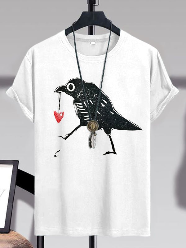 Men's Magpie Steals Heart Fun Print Casual T-Shirt