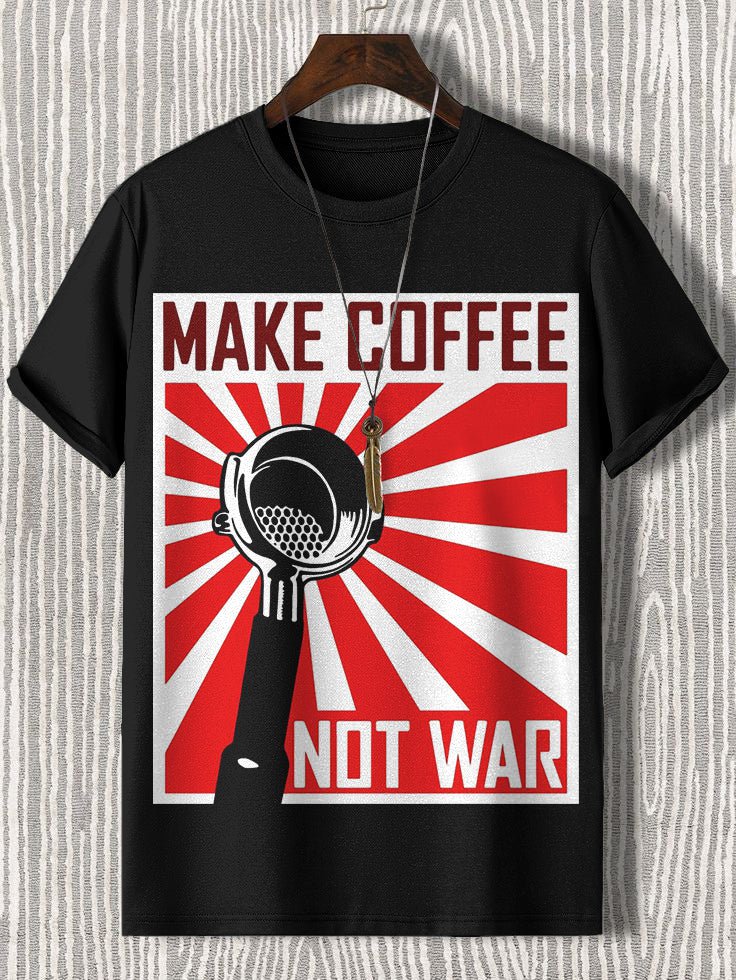 Men's Make Coffee Not War Print Casual T-Shirt