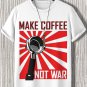 Men's Make Coffee Not War Print Casual T-Shirt