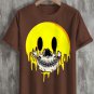Men's Melting Skull Smiley Face Art Print T-Shirt