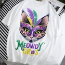 Men's Meowdy Gras Mask Cat Print Casual T-Shirt